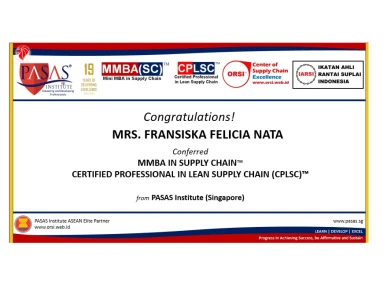 Congratulation to MRS FRANSISKA FELICIA NATA