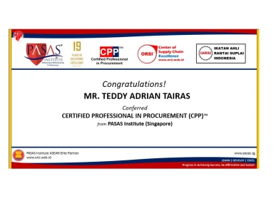 Congratulation to Mr Teddy Adrian Tairas
