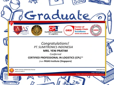 Congratulations to the Participant from PT SUMITRONICS INDONESIA for successfully completing the CPL  international certification program