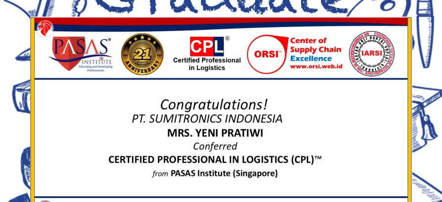 Congratulations to the Participant from PT. SUMITRONICS INDONESIA for successfully completing the CPL - international certification program