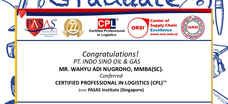 Congratulations to the Participant from PT. INDO SINO OIL & GAS for successfully completing the CPL Program