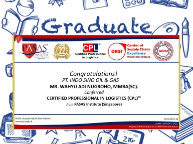 Congratulations to the Participant from PT INDO SINO OIL  GAS for successfully completing the CPL Program