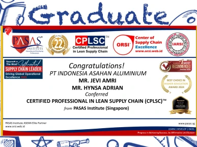 Congratulations to the Participants from PT INALUM for successfully completing the CPLSC  international certification program from PASAS Institute Singapore