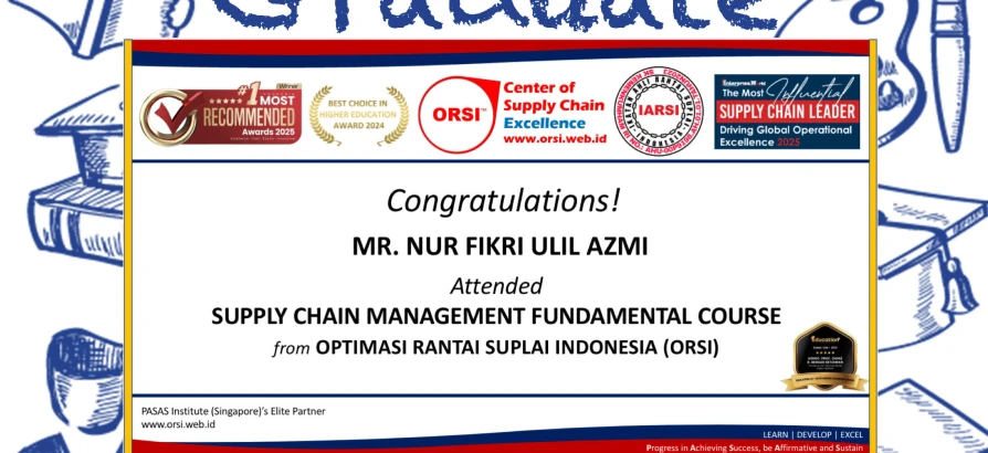 Congratulations to the Participant for successfully completing the Supply Chain Management Fundamental Course!