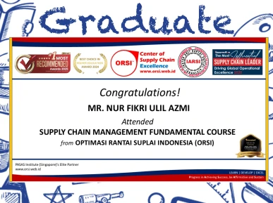 Congratulations to the Participant for successfully completing the Supply Chain Management Fundamental Course
