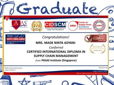 Congratulations to the Participant for successfully completing the CIDSCM Program